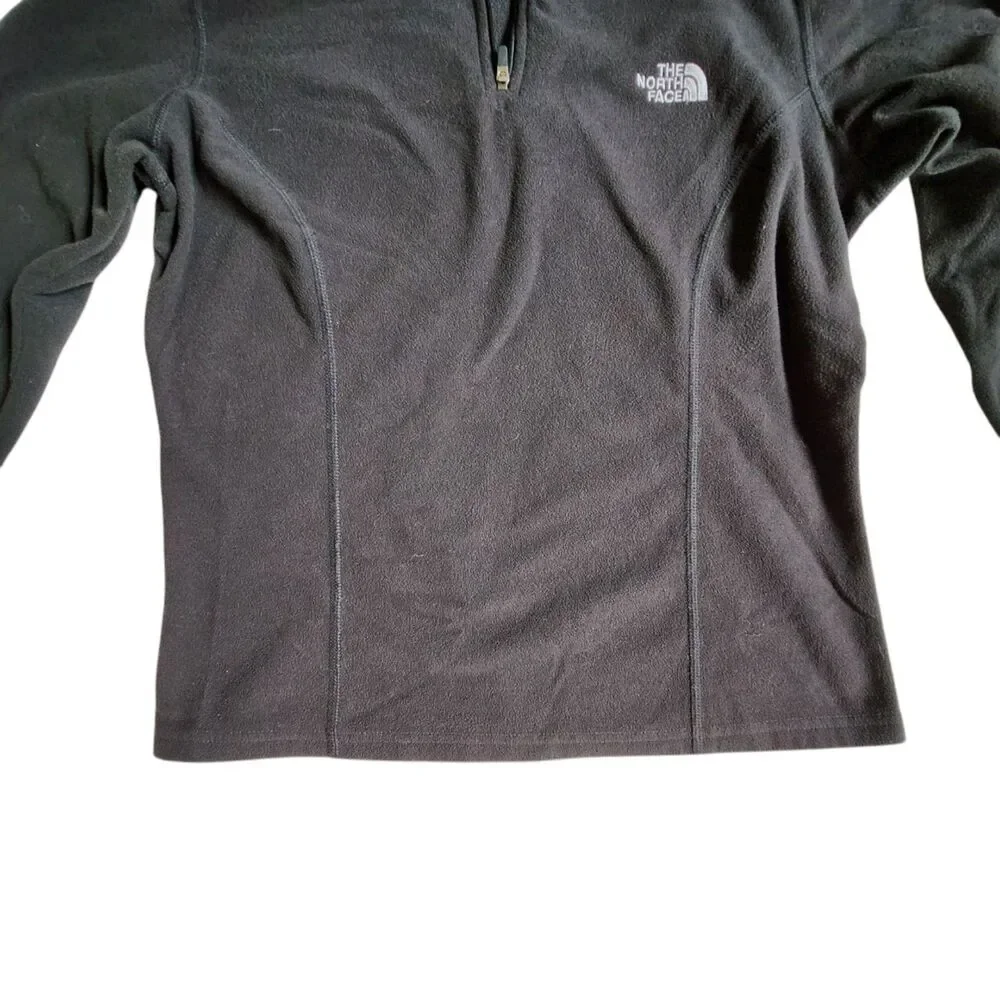 The North Face TKA 100 Glacier Fleece black 1/4 zip pullover long sleeve sz S